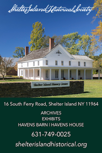 Shelter Island History Center vertical business card.