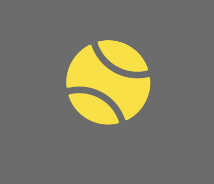 A cartoon log of a yellow tennis ball on gray background