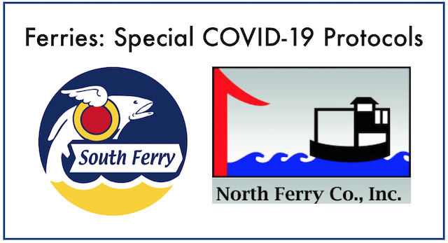 Shelter Island ferry company logos.