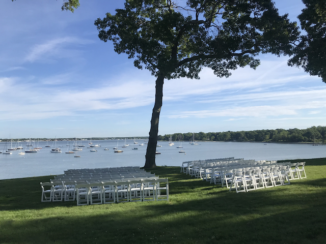 Dering Harbor Inn Bluff wedding view